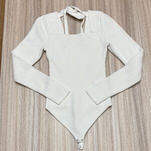 Abercrombie & Fitch Sweater Body Suit Size XSmall White with Tie Back